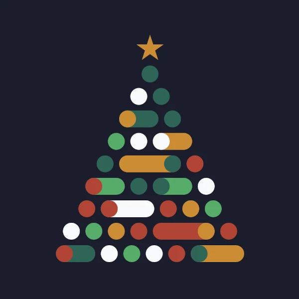 a christmas tree drawn with circles and rounded lines