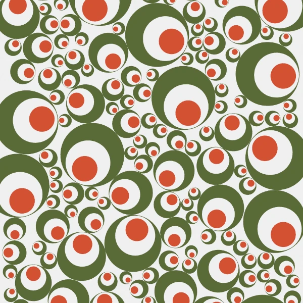 abstract olives drawn with red and green circles