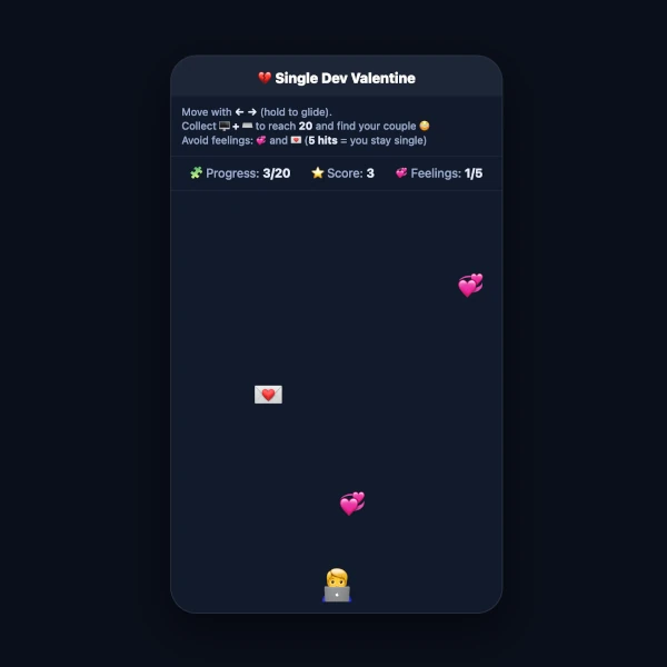a game with hearts and computers falling into a person's emoji