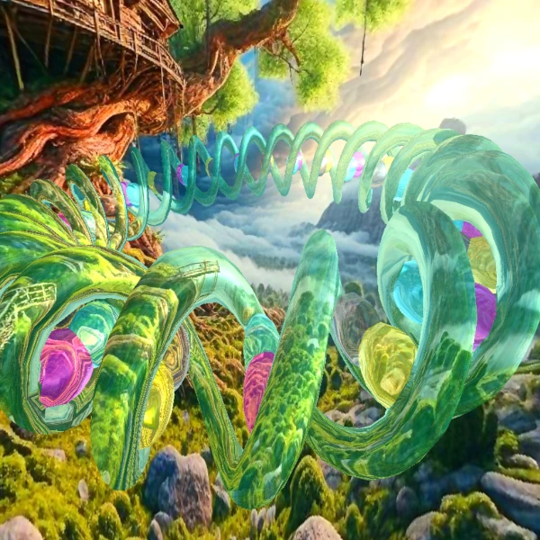 a hellix shape over a magical world