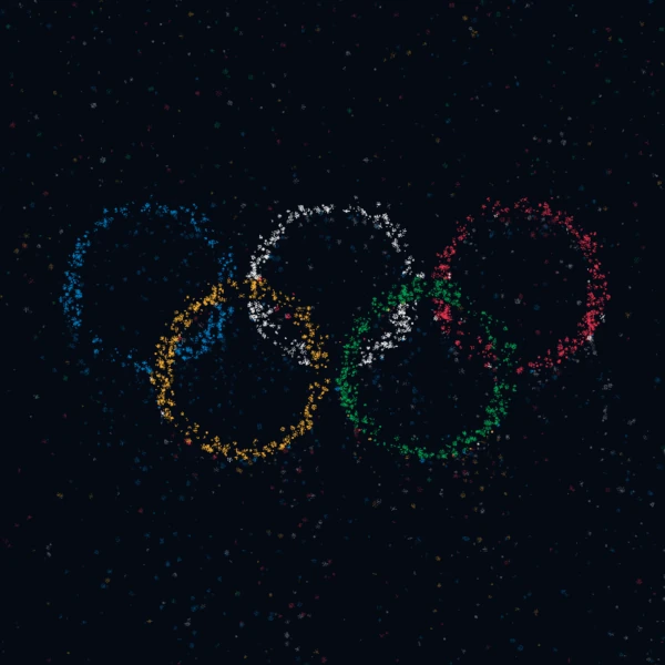 olympic rings made out of particles