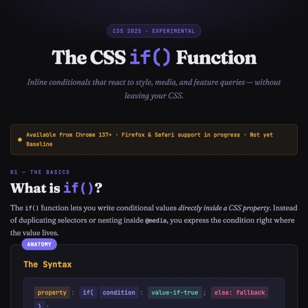 Screenshot of a tutorial about the if() function on CSS