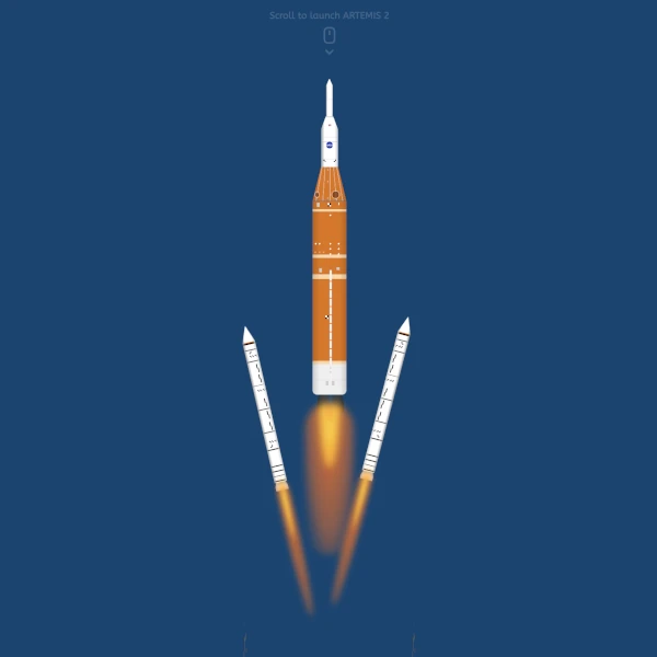 Illustration of the Artemis rocket flying