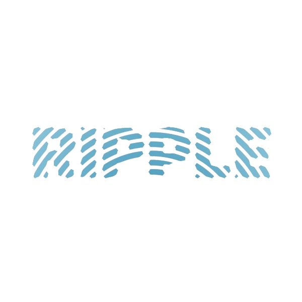 the word ripple formed with blue ripples