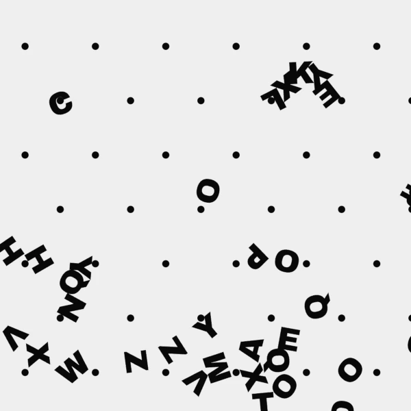 letters falling over dots