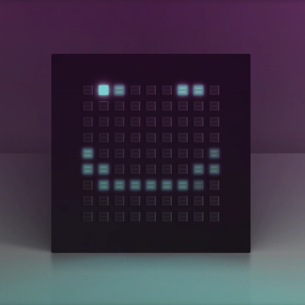a led panel with some lights on simulating a smiley face