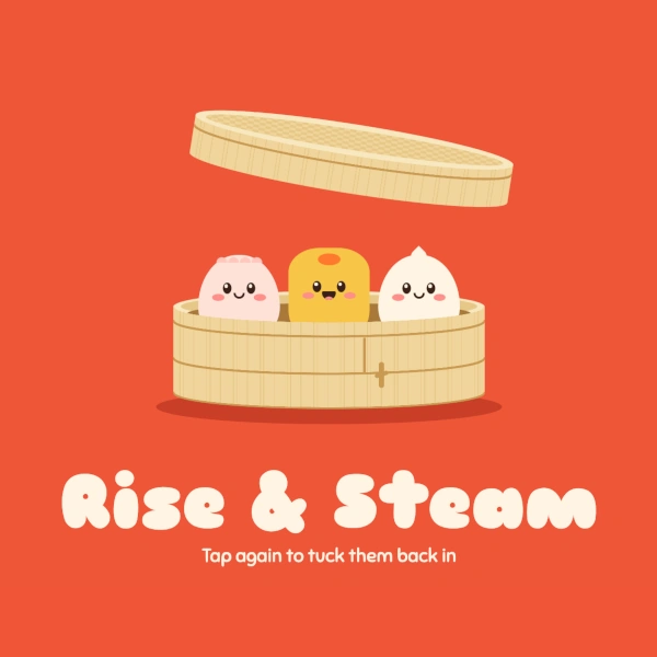 Illustration of dumplings in kawaii style